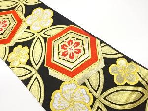 七宝に子持ち亀甲・捻桜模様織出し袋帯